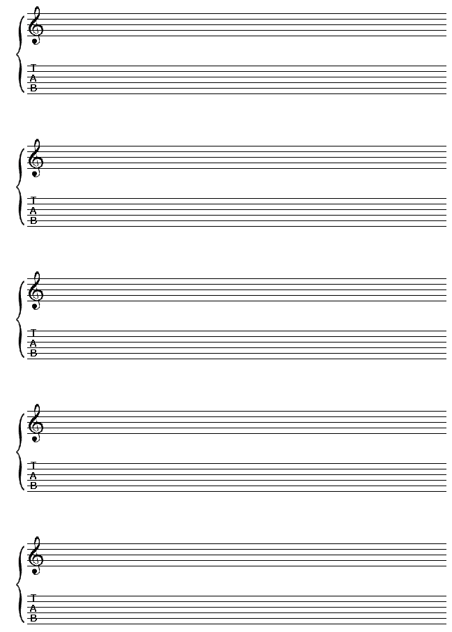 Feuille vierge pour tablature et porte  imprimer